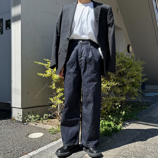 ワイドタックデニムパンツ 72983 DEEPBLUE