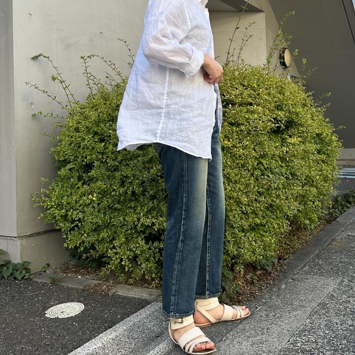 甘織デニムボーイフレンドアンクル丈パンツ 73388 DEEPBLUE