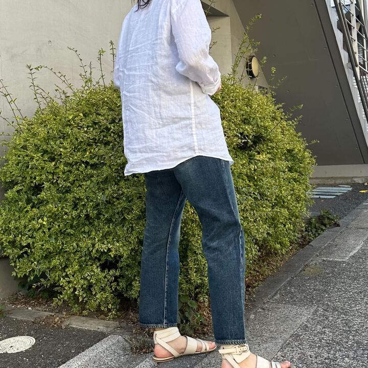 甘織デニムボーイフレンドアンクル丈パンツ 73388 DEEPBLUE