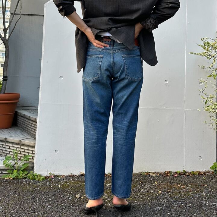 甘織デニムボーイフレンドアンクル丈パンツ 73388 DEEPBLUE