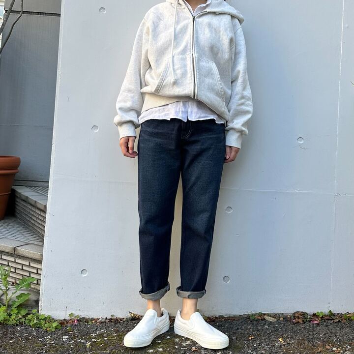 甘織デニムボーイフレンドアンクル丈パンツ 73388 DEEPBLUE