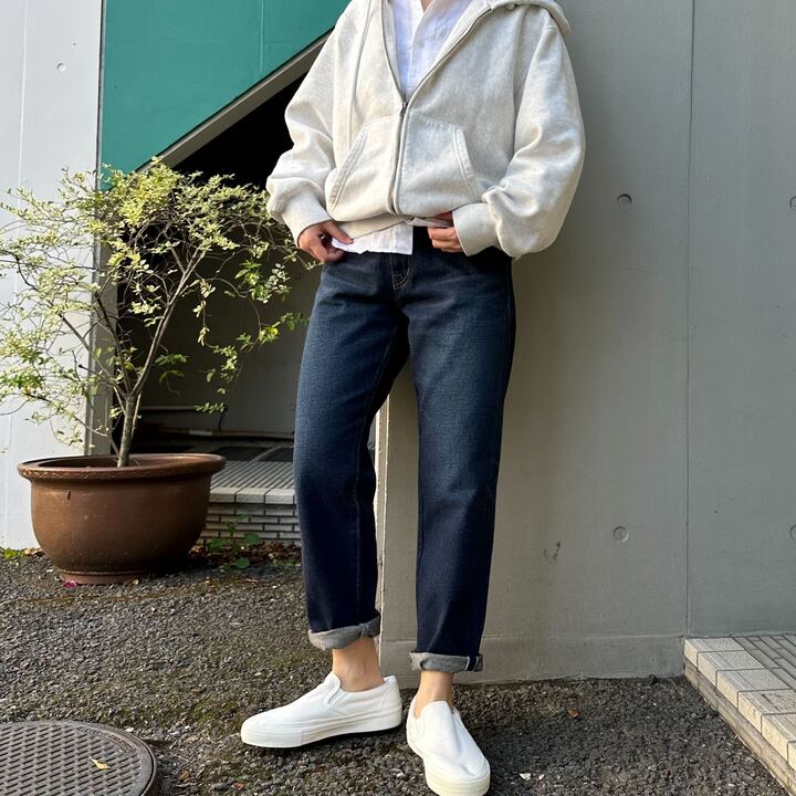 甘織デニムボーイフレンドアンクル丈パンツ 73388 DEEPBLUE