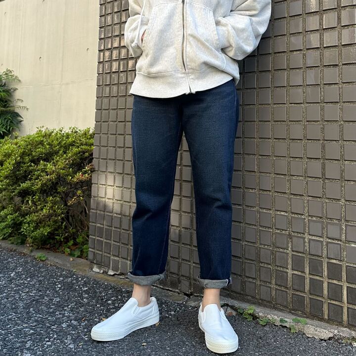 甘織デニムボーイフレンドアンクル丈パンツ 73388 DEEPBLUE