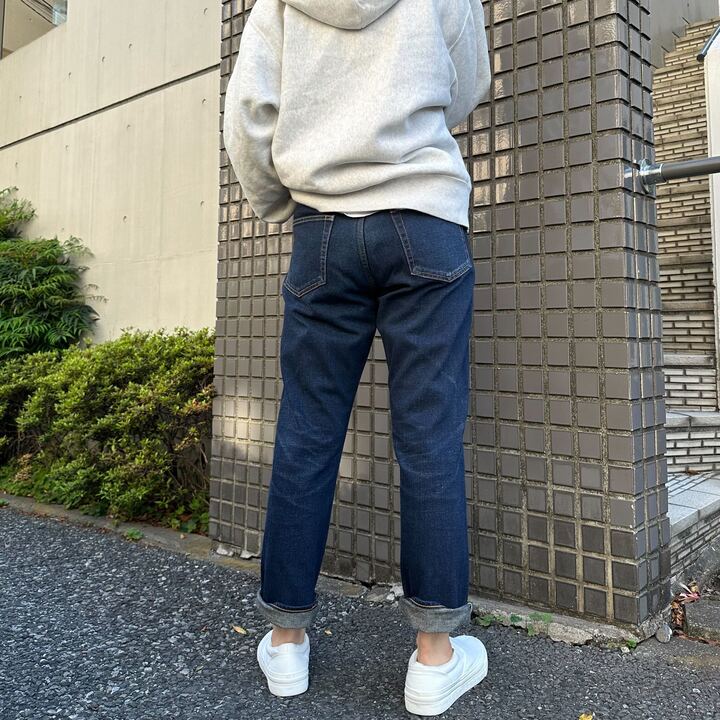 甘織デニムボーイフレンドアンクル丈パンツ 73388 DEEPBLUE