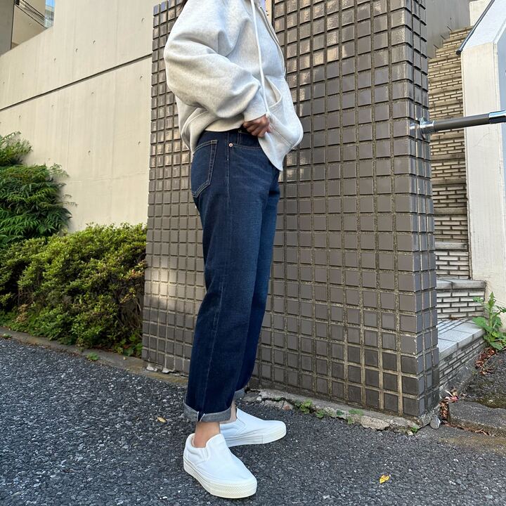甘織デニムボーイフレンドアンクル丈パンツ 73388 DEEPBLUE