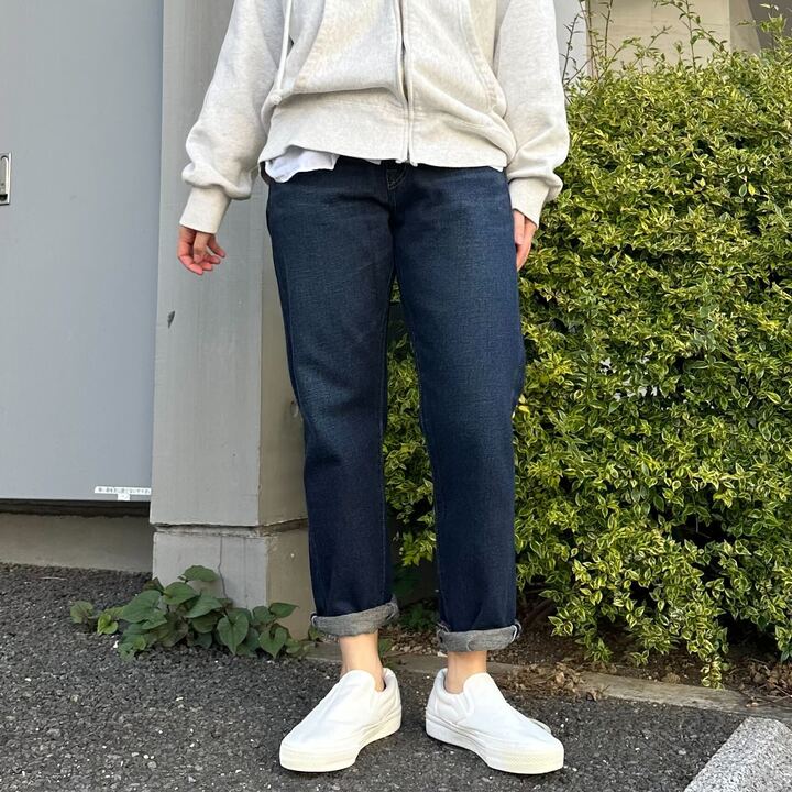 甘織デニムボーイフレンドアンクル丈パンツ 73388 DEEPBLUE
