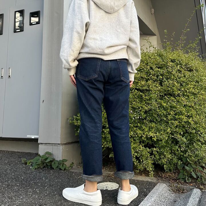 甘織デニムボーイフレンドアンクル丈パンツ 73388 DEEPBLUE