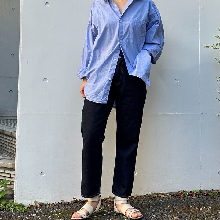 甘織デニムボーイフレンドアンクル丈パンツ 73388 DEEPBLUE