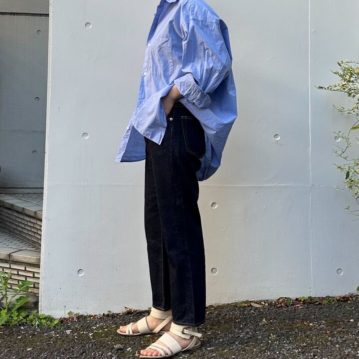 甘織デニムボーイフレンドアンクル丈パンツ 73388 DEEPBLUE
