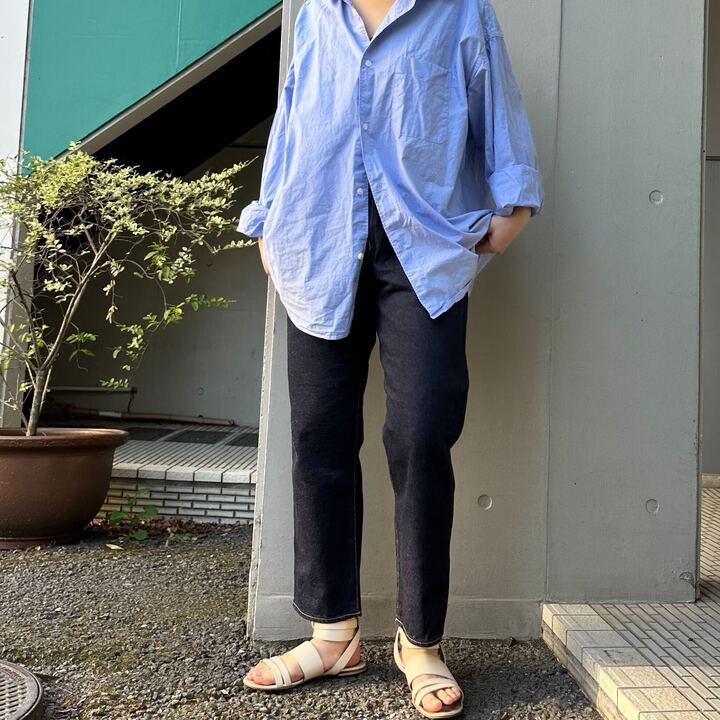 甘織デニムボーイフレンドアンクル丈パンツ 73388 DEEPBLUE