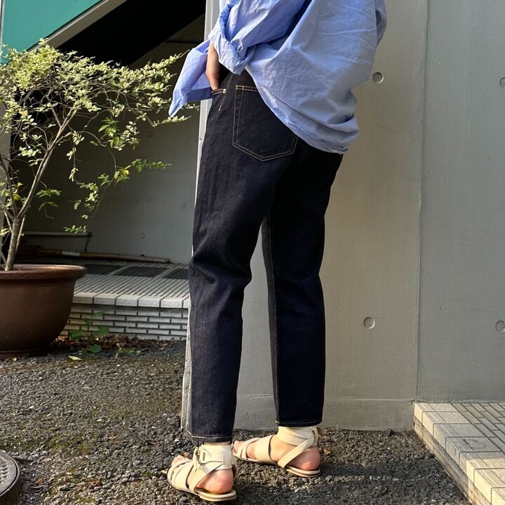 甘織デニムボーイフレンドアンクル丈パンツ 73388 DEEPBLUE