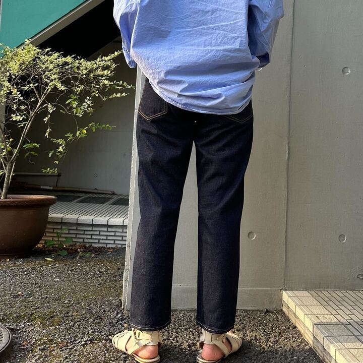 甘織デニムボーイフレンドアンクル丈パンツ 73388 DEEPBLUE