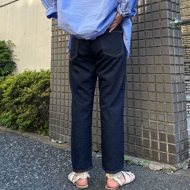 甘織デニムボーイフレンドアンクル丈パンツ 73388 DEEPBLUE