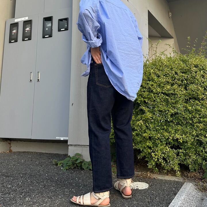 甘織デニムボーイフレンドアンクル丈パンツ 73388 DEEPBLUE