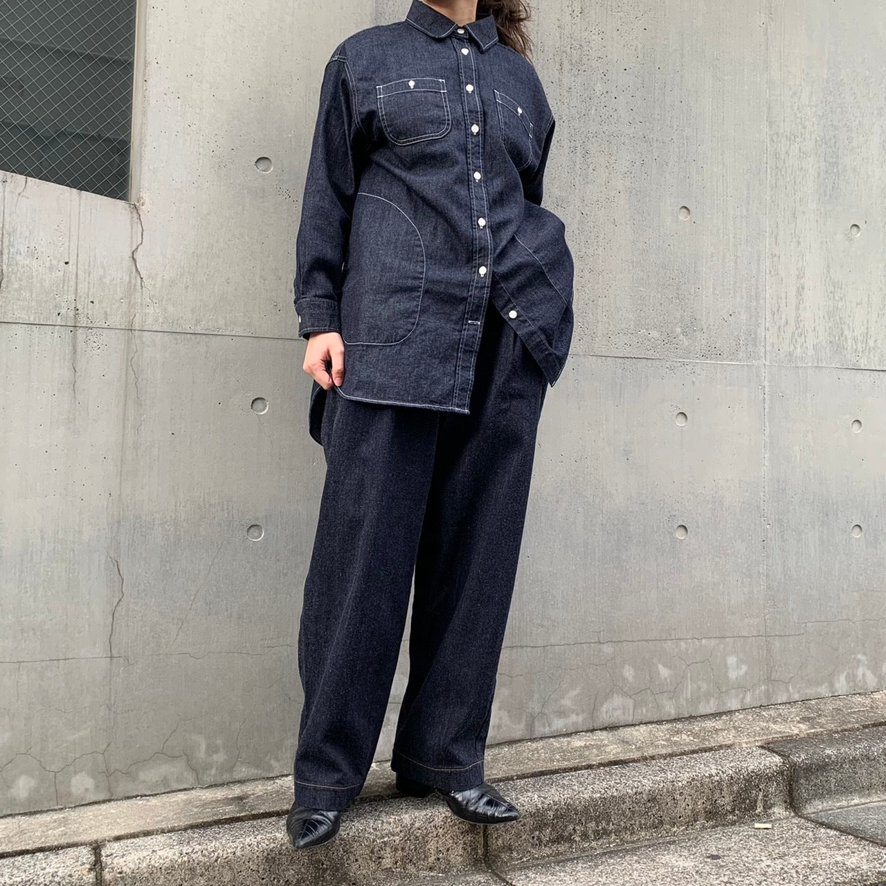デニムロングシャツ 72903 DEEPBLUE