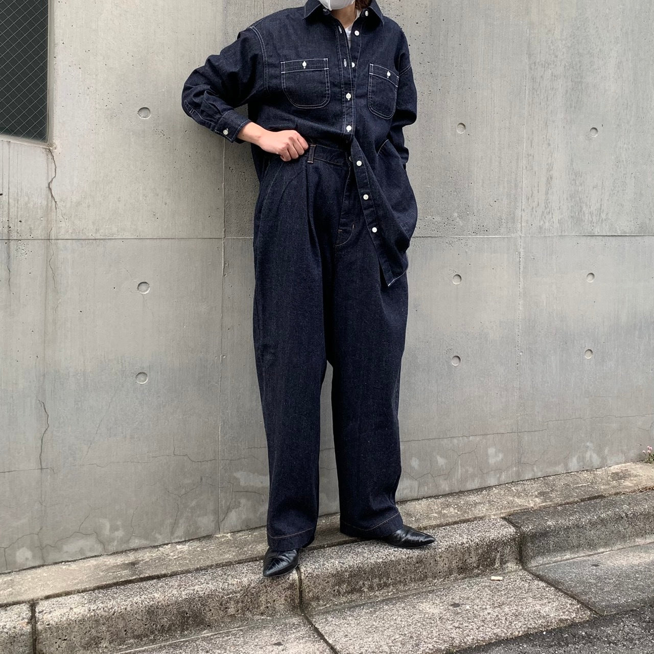 デニムロングシャツ 72903 DEEPBLUE