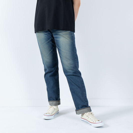 甘織デニムボーイフレンドフルレングスパンツ 72419 DEEPBLUE