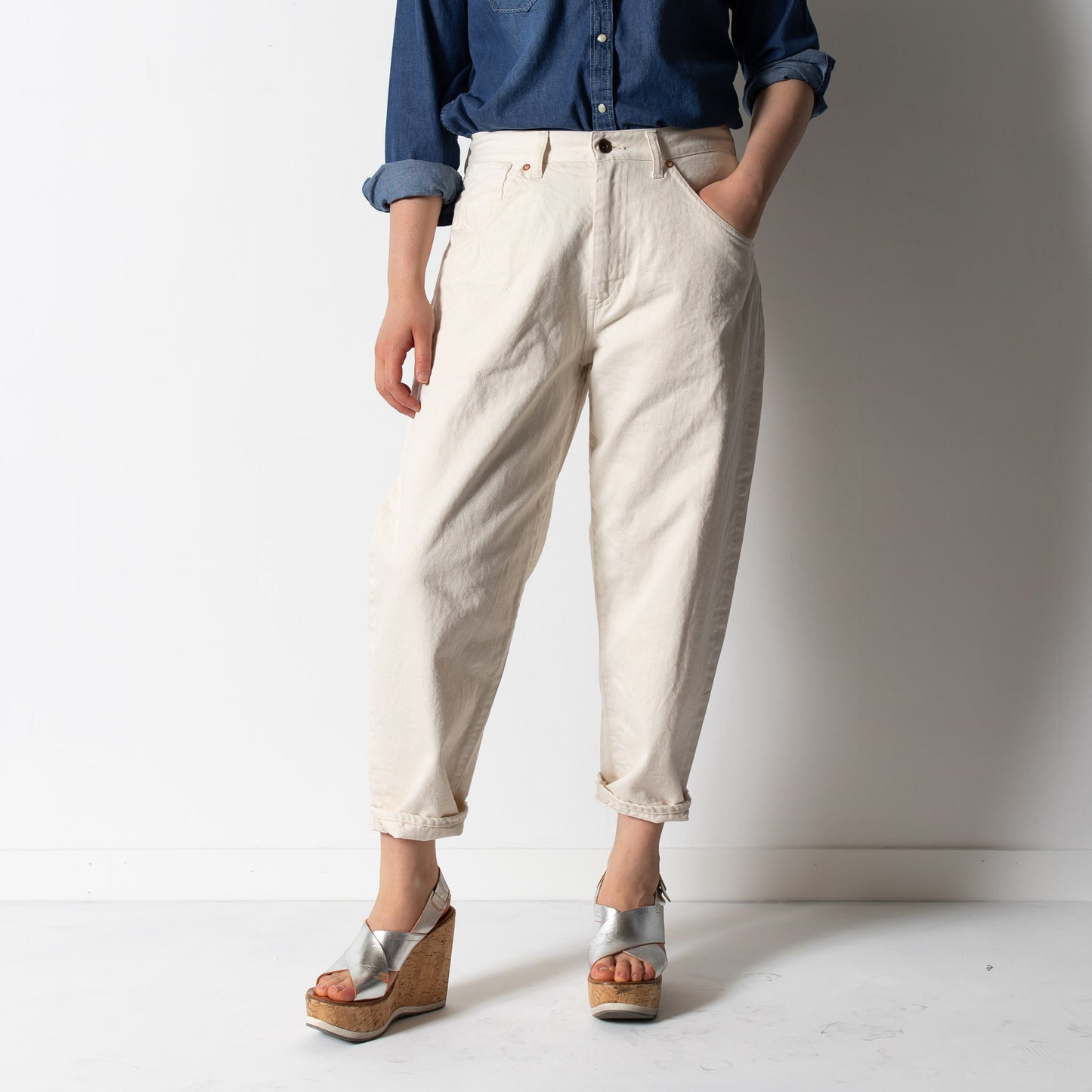 ワイドルーズカラーデニムパンツ 72838 DEEPBLUE