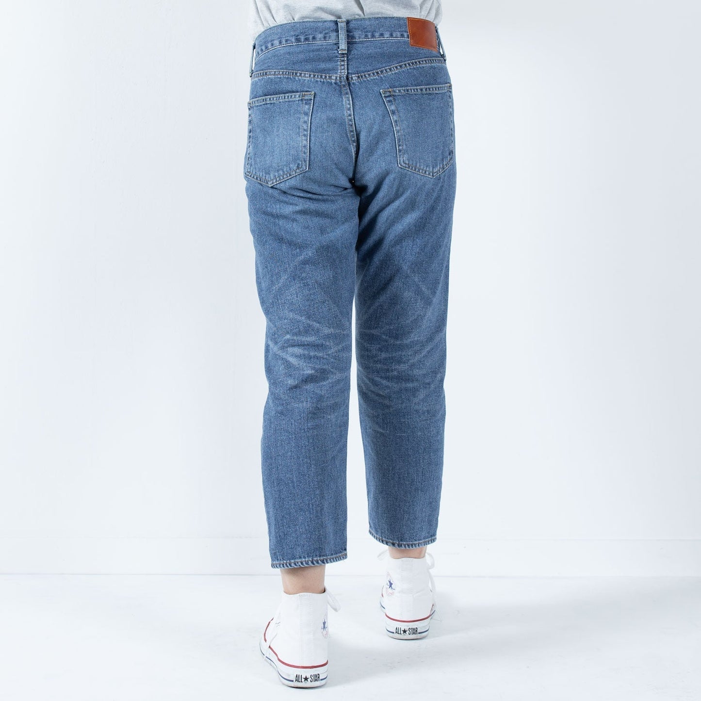 甘織デニムボーイフレンドアンクル丈パンツ 73388 DEEPBLUE
