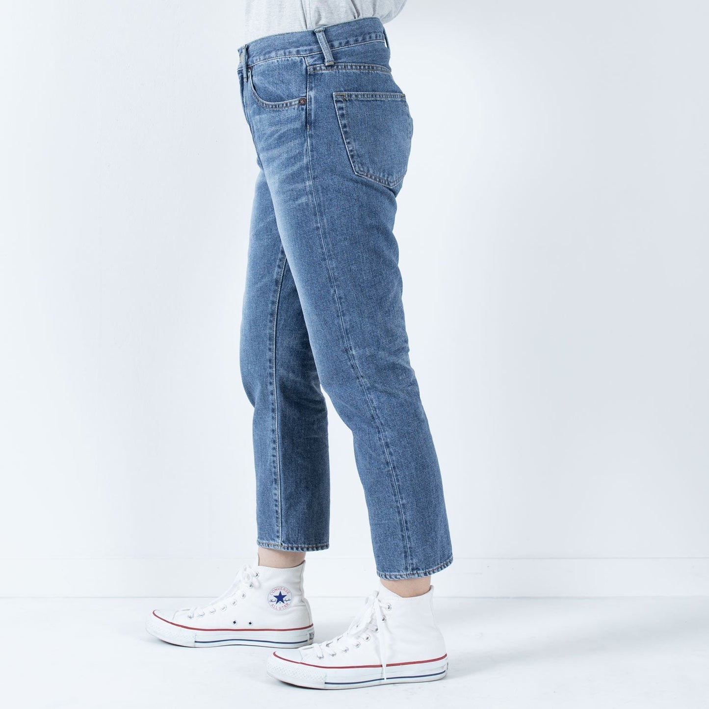 甘織デニムボーイフレンドアンクル丈パンツ 73388 DEEPBLUE