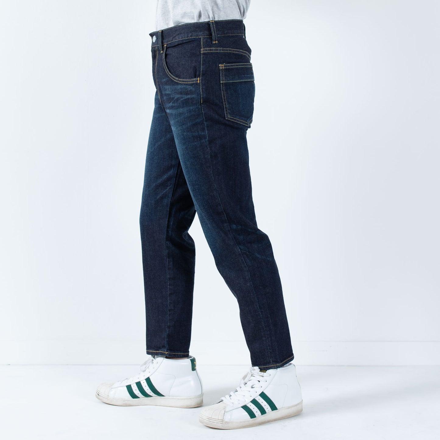 ストレッチデニムアンクル丈テーパードパンツ 73966 DEEPBLUE