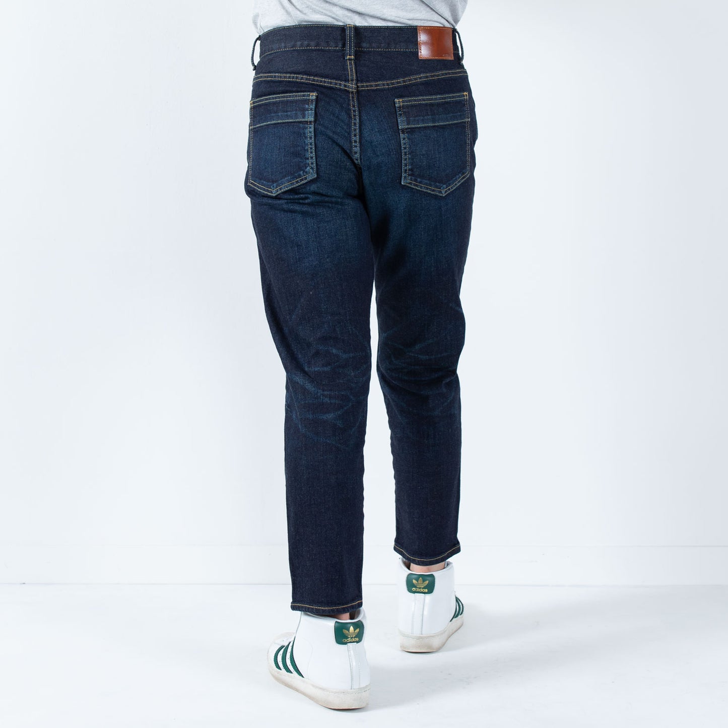 ストレッチデニムアンクル丈テーパードパンツ 73966 DEEPBLUE