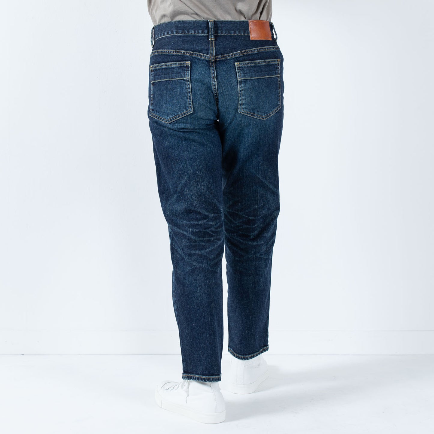 Stretch denim full-length tapered pants 73966FL DEEPBLUE