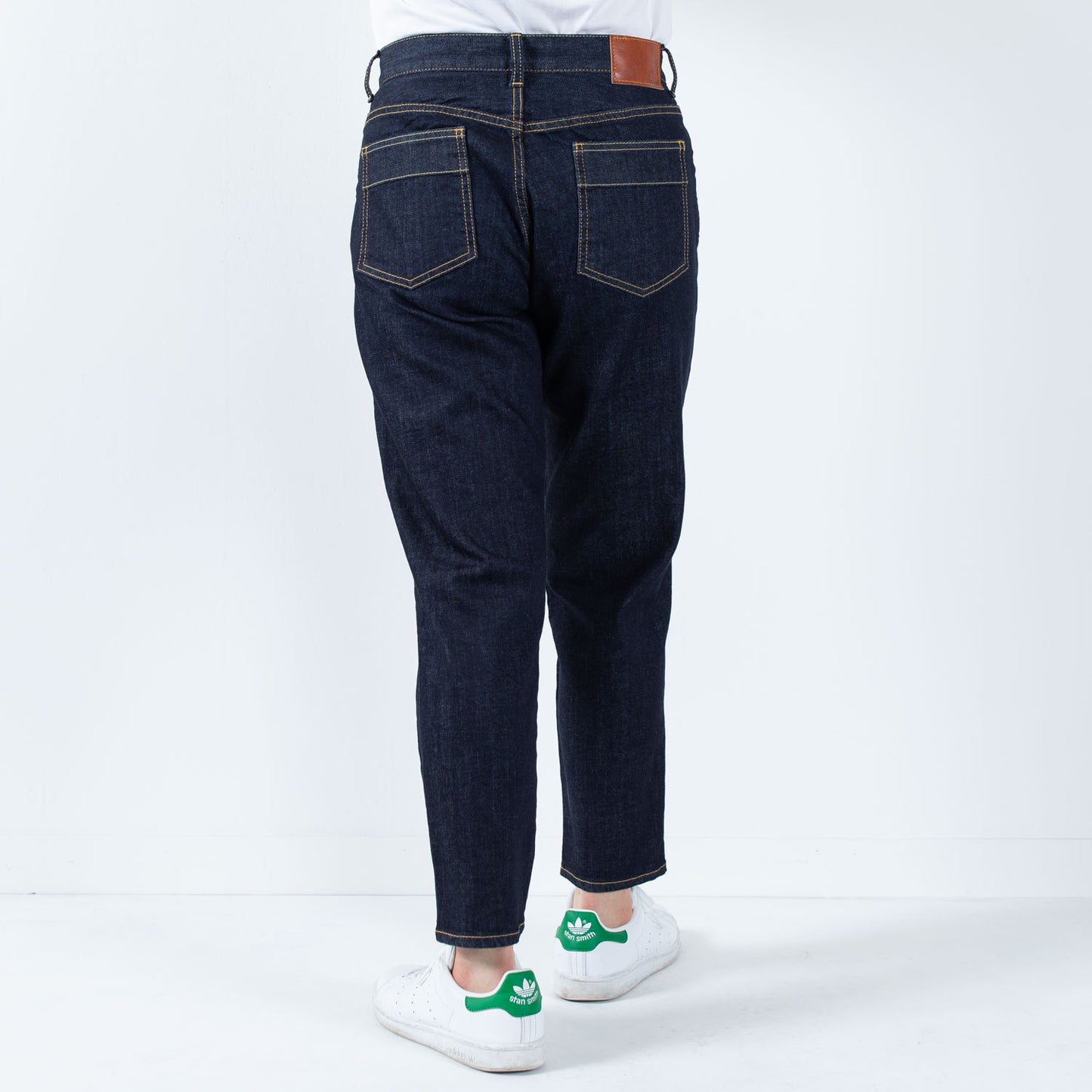 Stretch denim full-length tapered pants 73966FL DEEPBLUE