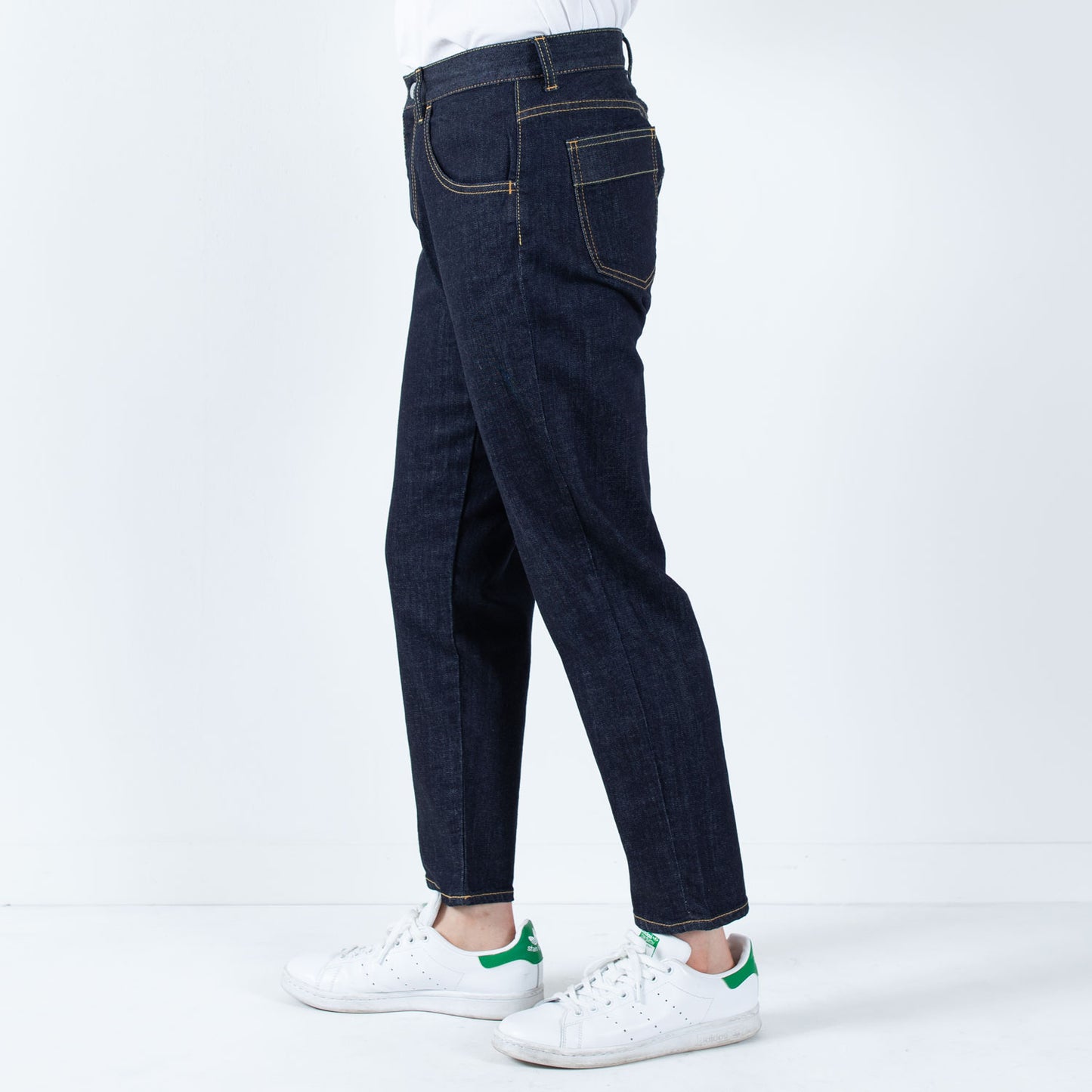 Stretch denim full-length tapered pants 73966FL DEEPBLUE