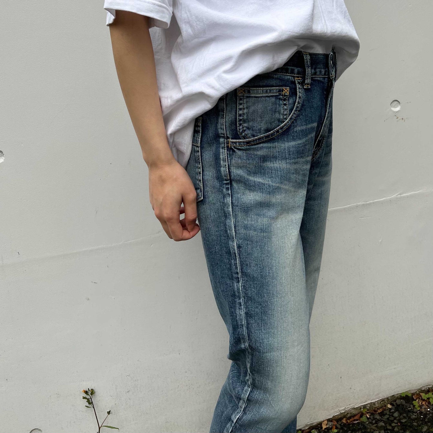 ストレッチデニムアンクル丈テーパードパンツ 73966 DEEPBLUE