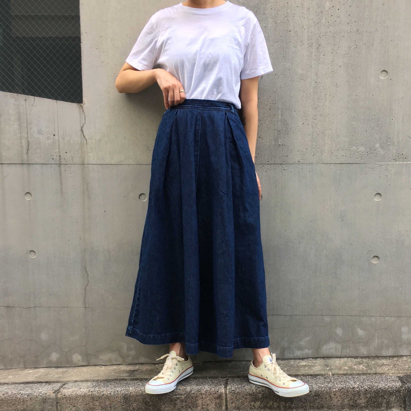 袴デニムロングキュロット 72791 DEEPBLUE