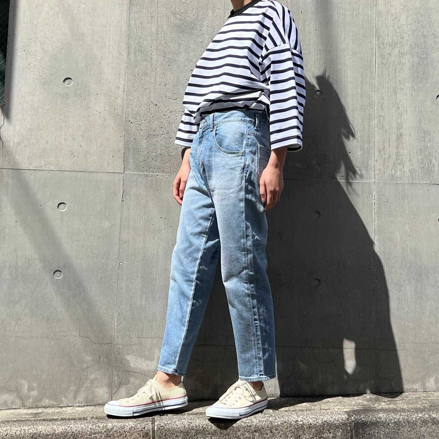 ストレッチデニムアンクル丈テーパードパンツ 73966 DEEPBLUE