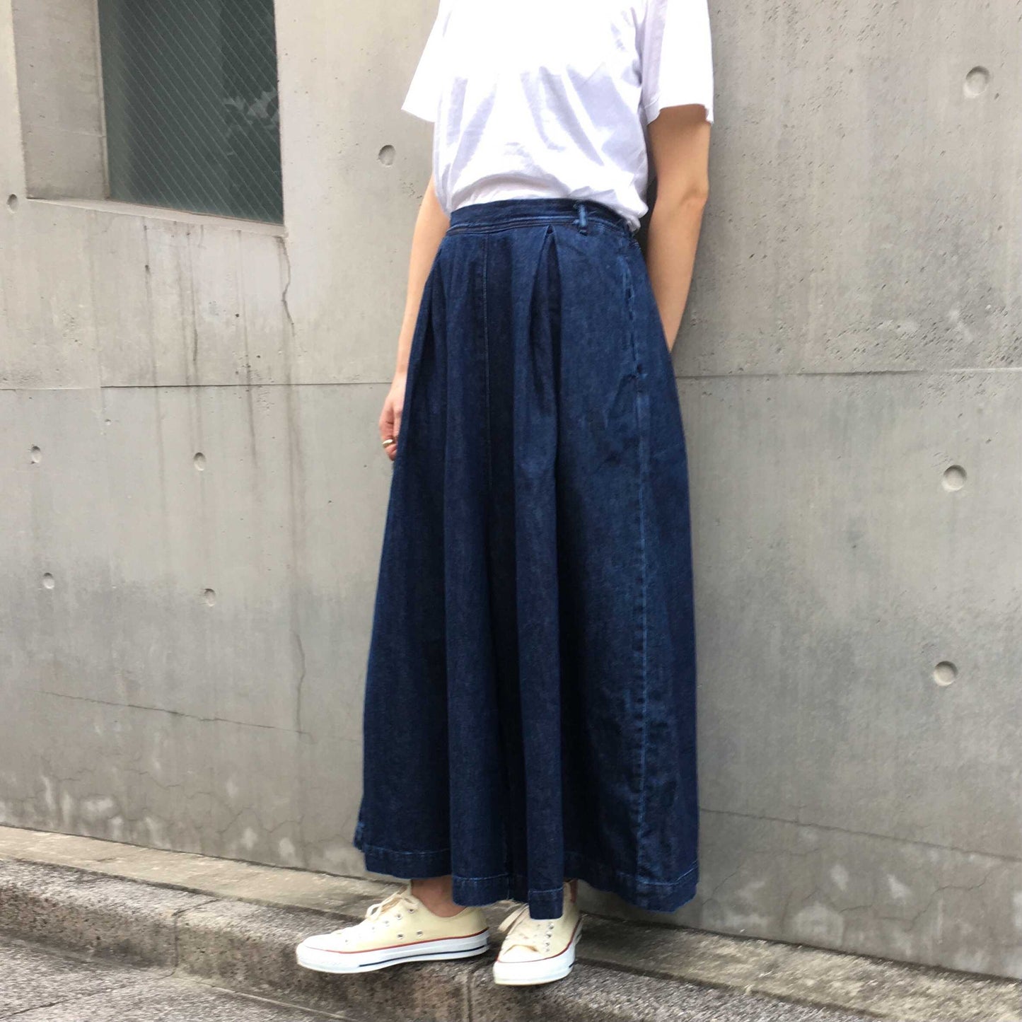 袴デニムロングキュロット 72791 DEEPBLUE