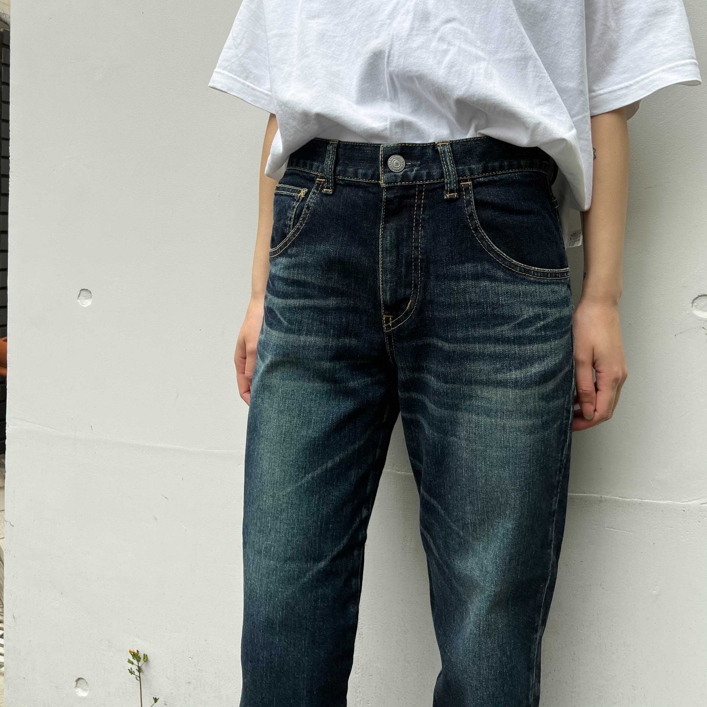 ストレッチデニムアンクル丈テーパードパンツ 73966 DEEPBLUE