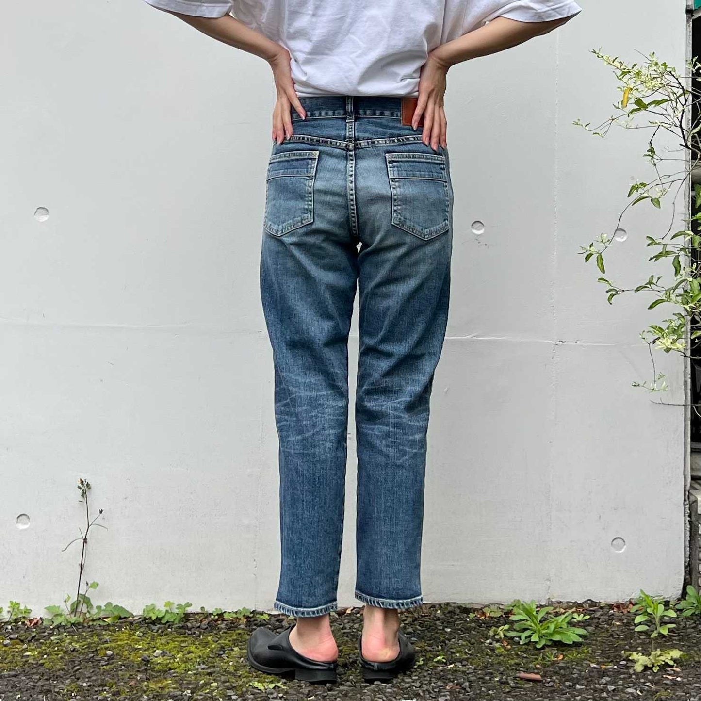 ストレッチデニムアンクル丈テーパードパンツ 73966 DEEPBLUE