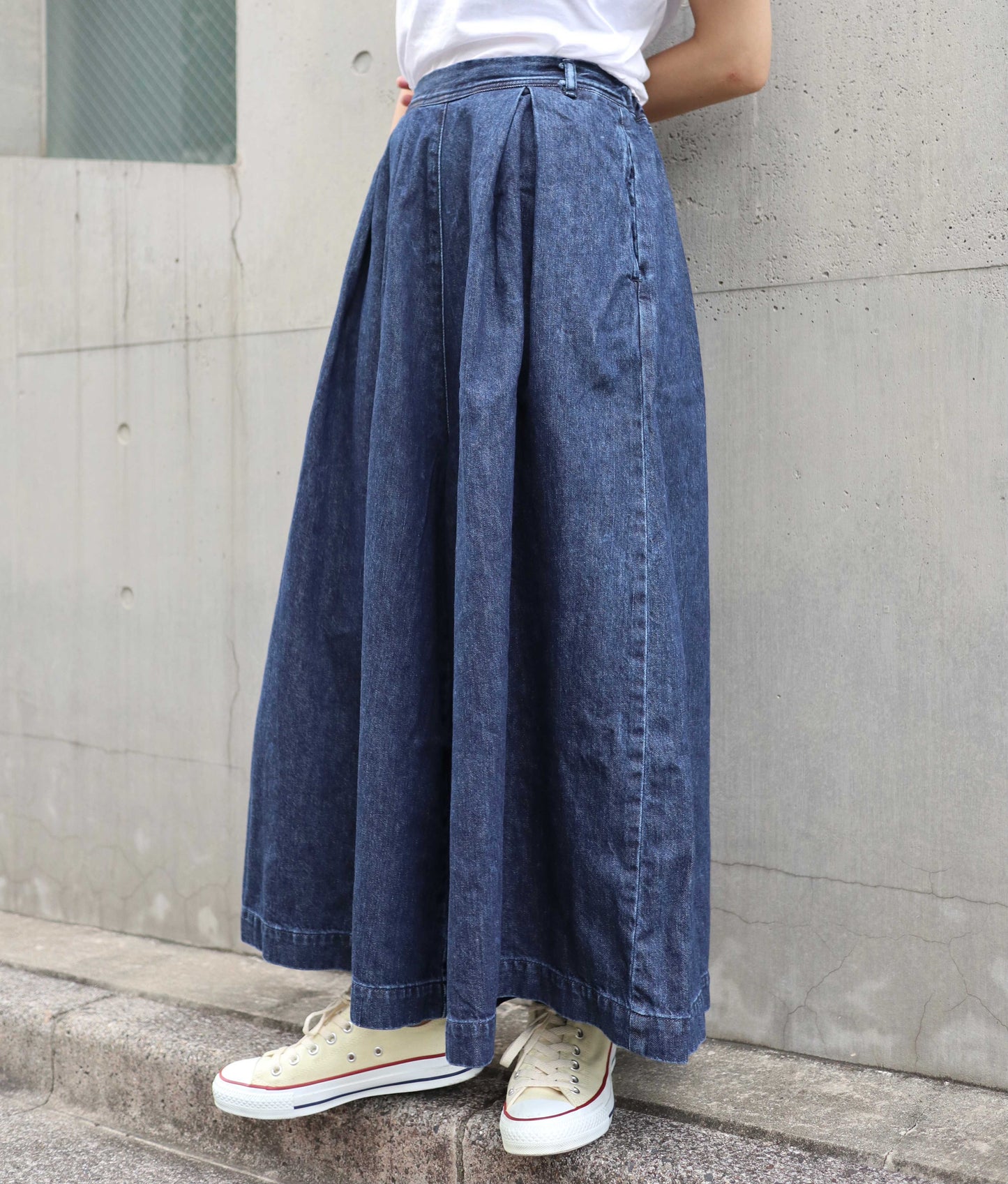 袴デニムロングキュロット 72791 DEEPBLUE
