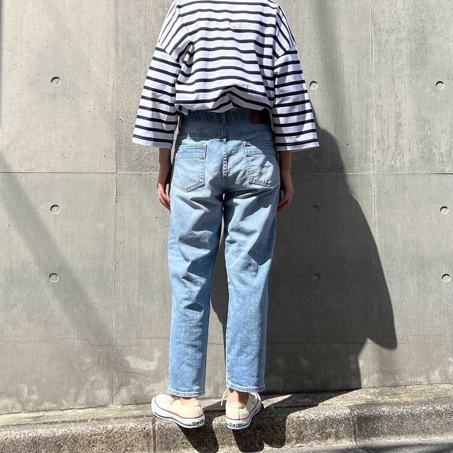ストレッチデニムアンクル丈テーパードパンツ 73966 DEEPBLUE