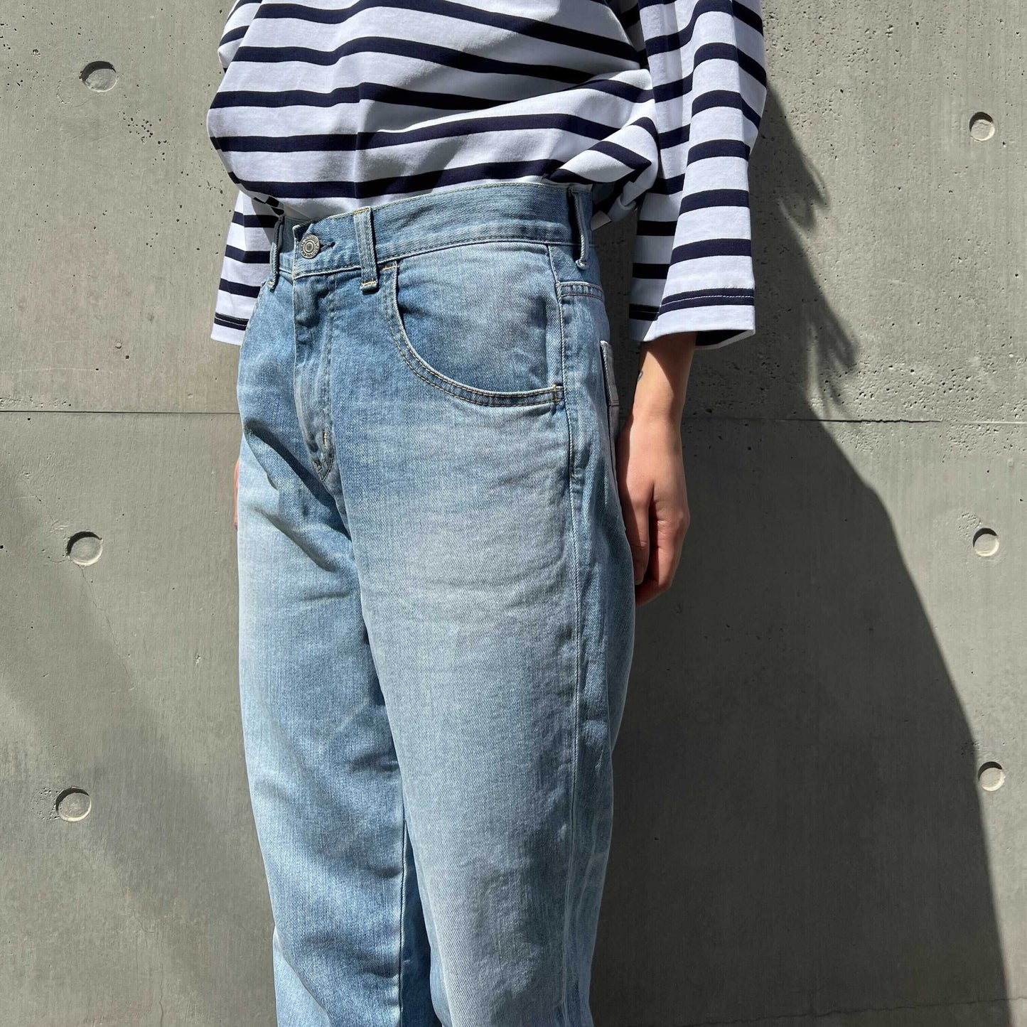 ストレッチデニムアンクル丈テーパードパンツ 73966 DEEPBLUE