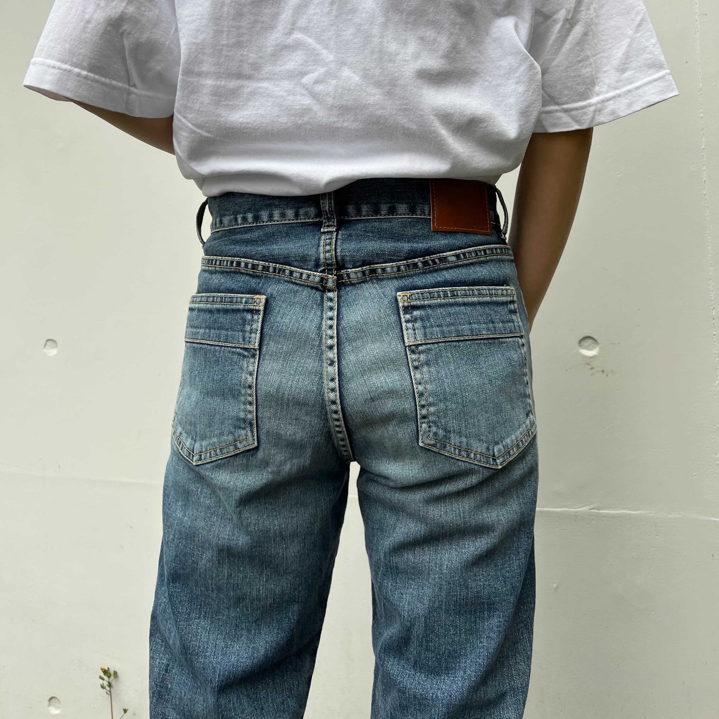 ストレッチデニムアンクル丈テーパードパンツ 73966 DEEPBLUE