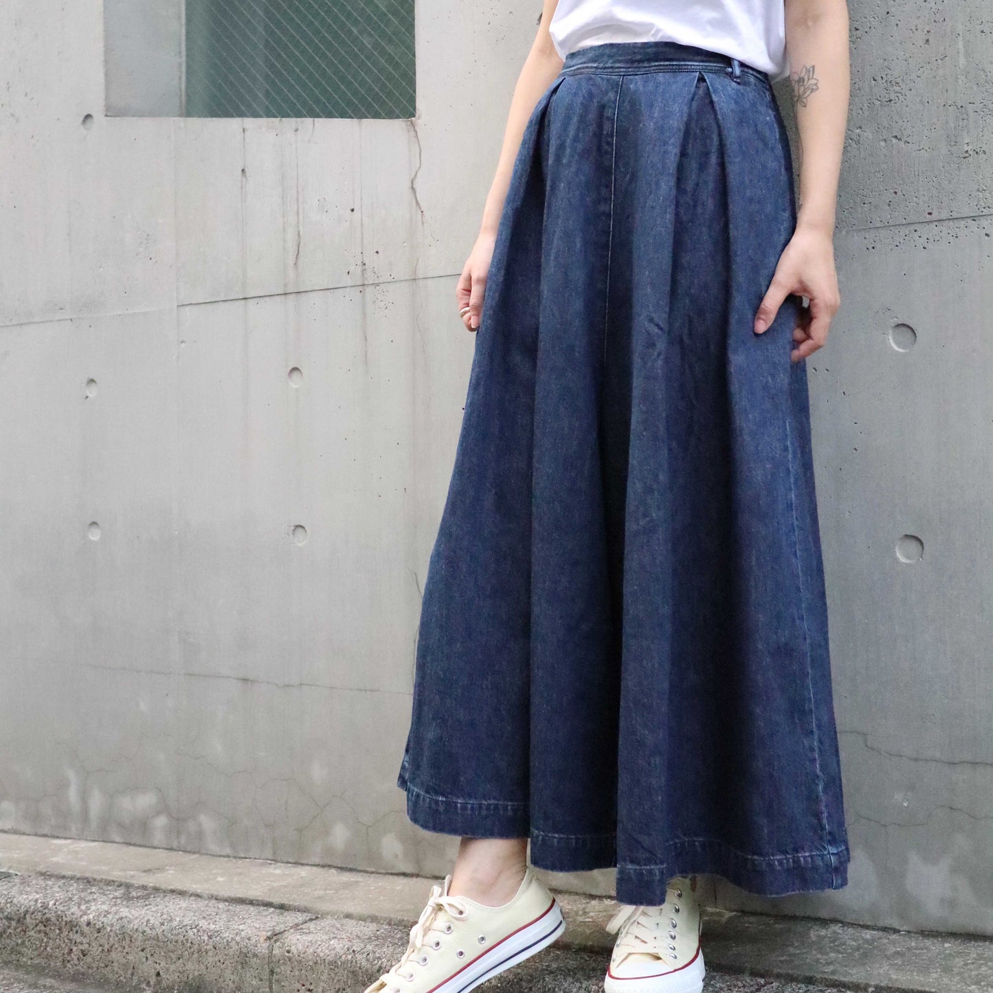 袴デニムロングキュロット 72791 DEEPBLUE