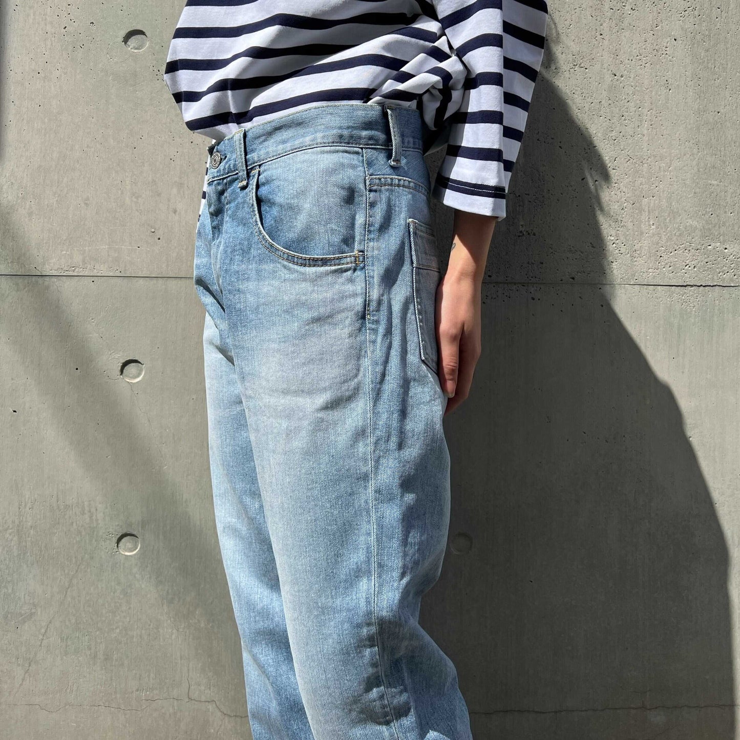 ストレッチデニムアンクル丈テーパードパンツ 73966 DEEPBLUE
