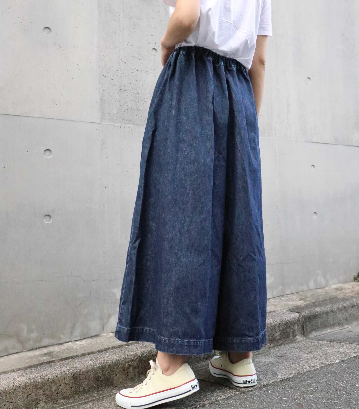 袴デニムロングキュロット 72791 DEEPBLUE