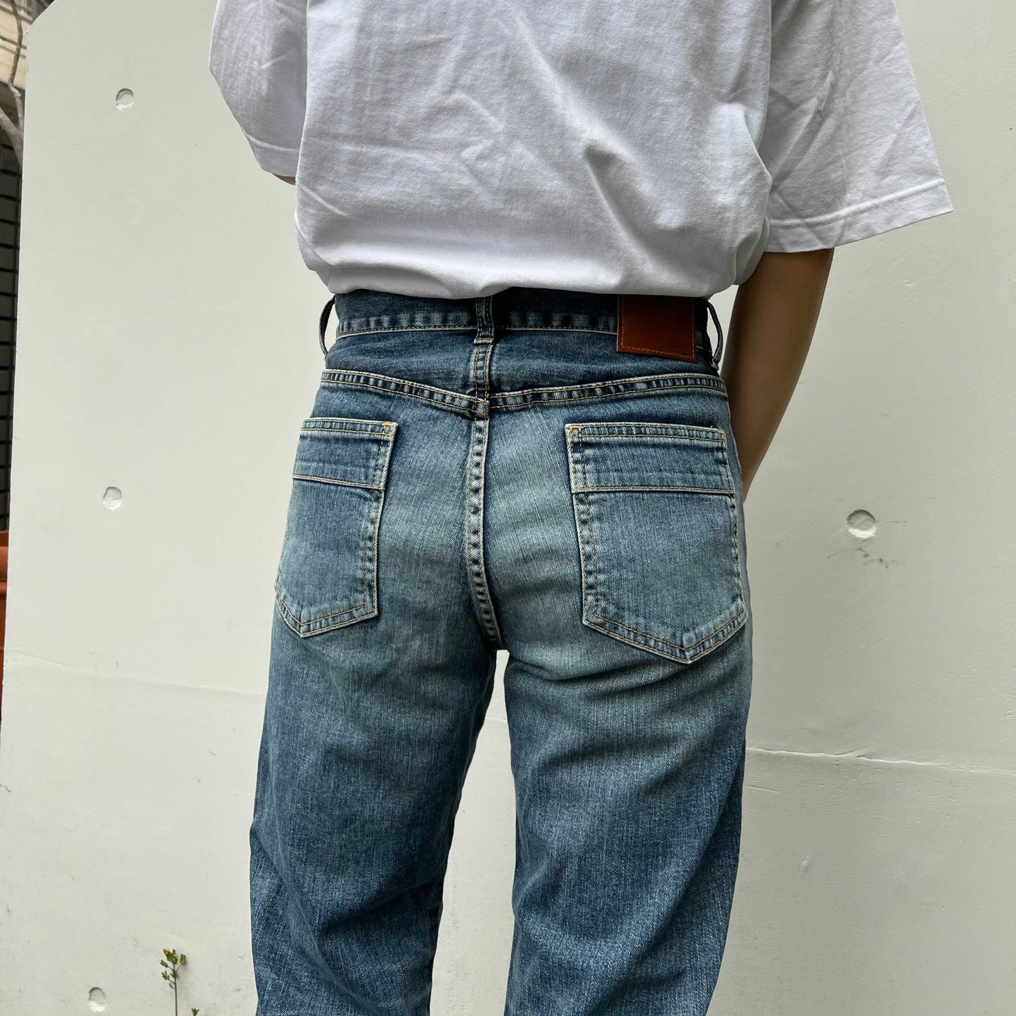ストレッチデニムアンクル丈テーパードパンツ 73966 DEEPBLUE