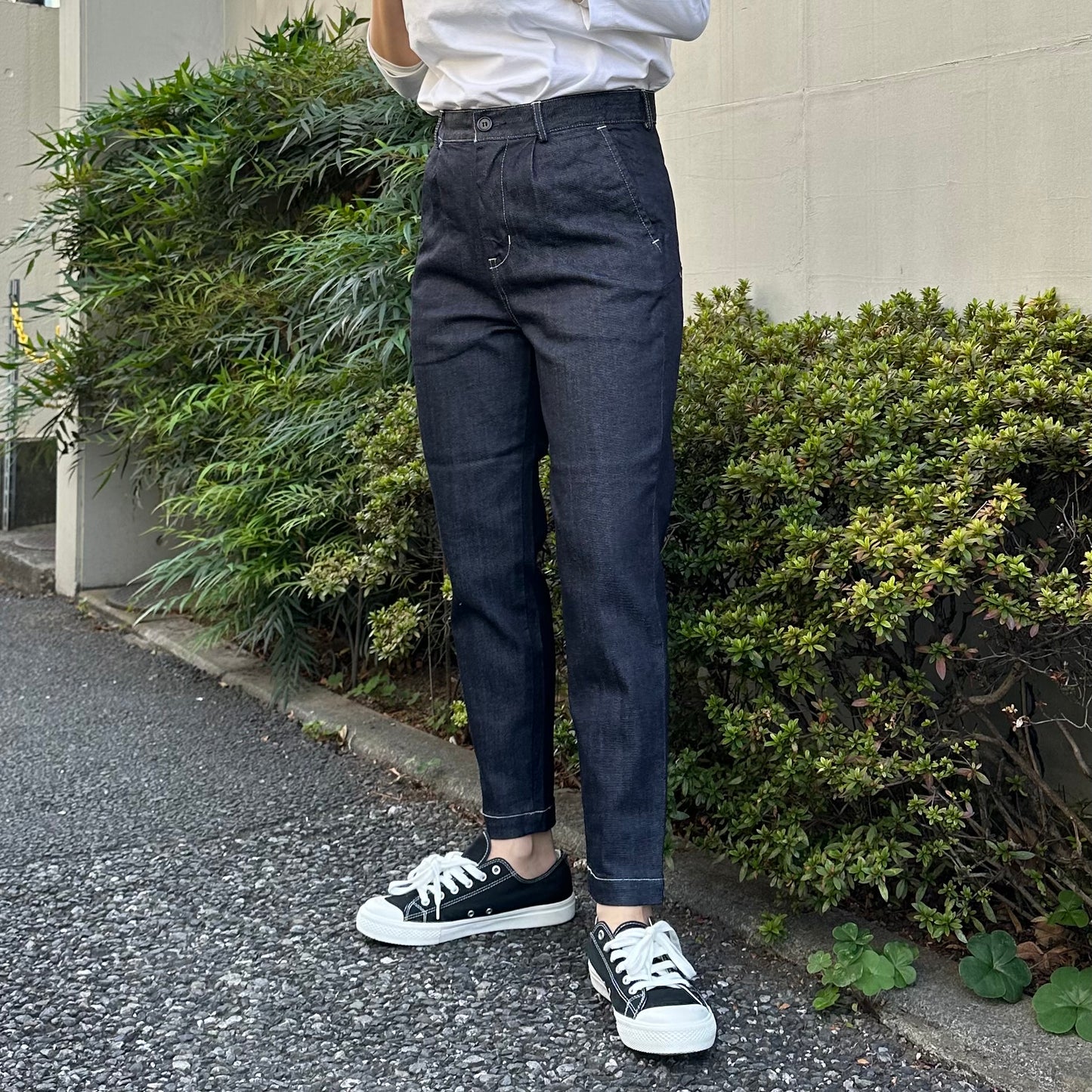 切替テーパードデニムパンツ 72822 DEEPBLUE