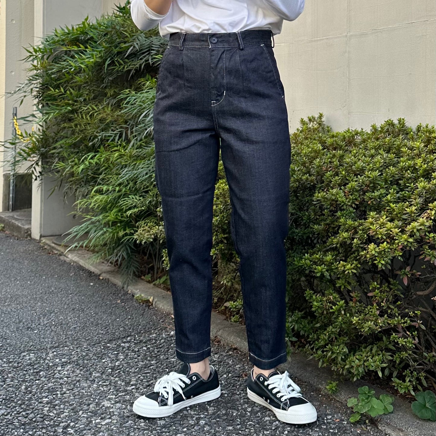 切替テーパードデニムパンツ 72822 DEEPBLUE