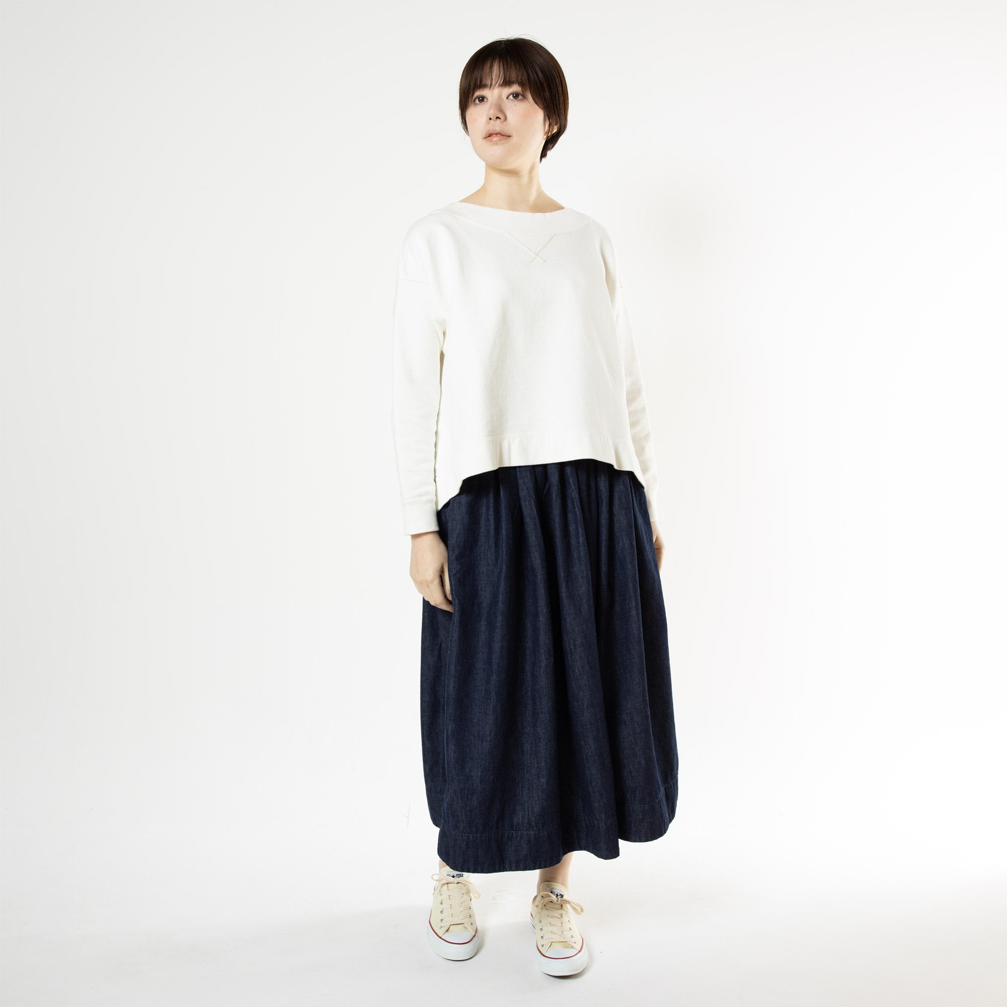デニムギャザースカート 72845 DEEPBLUE
